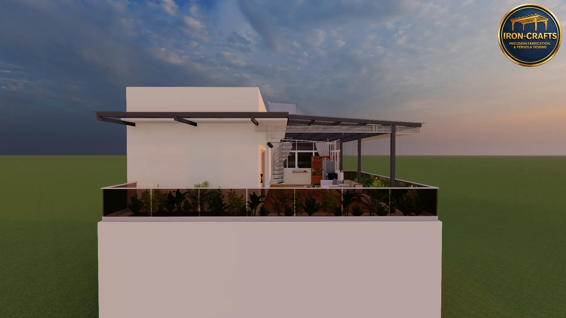 Glass pergola concept render