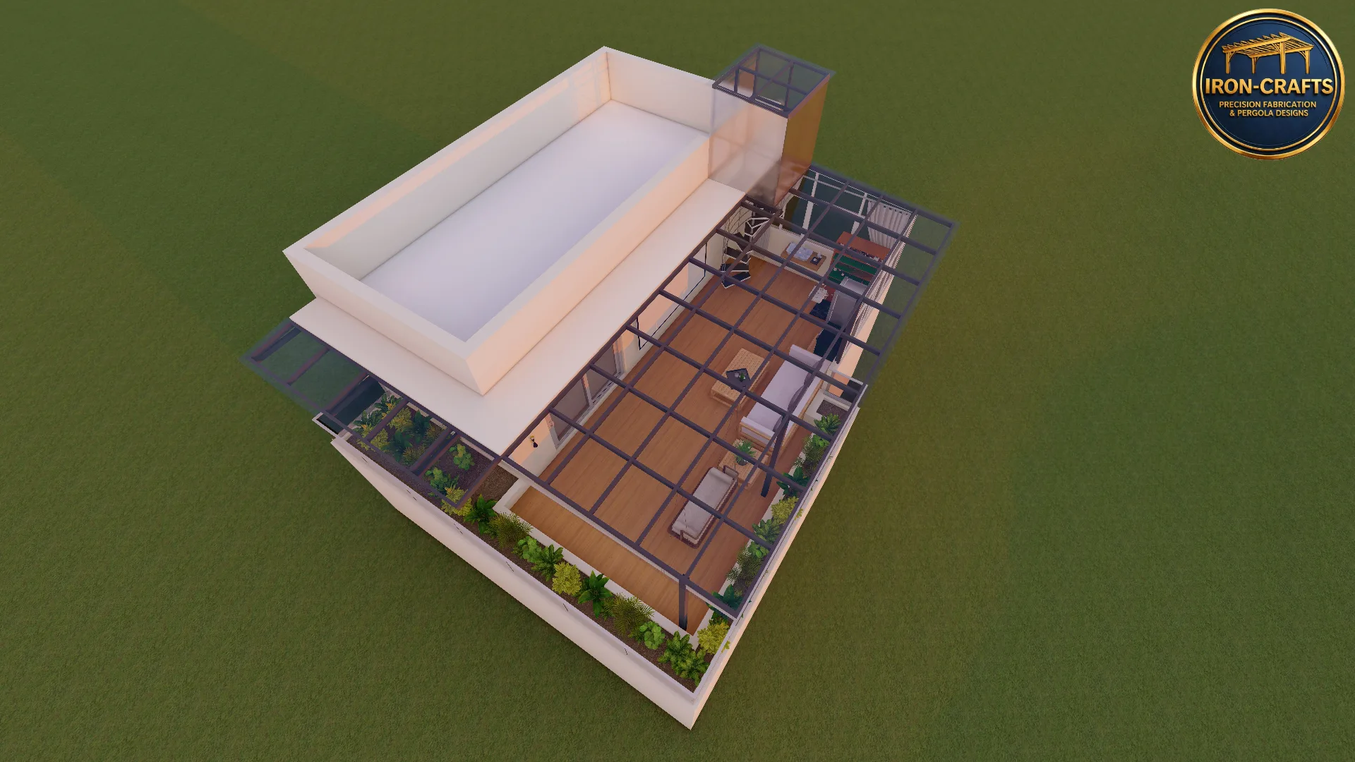 Premium terrace pergola concept render